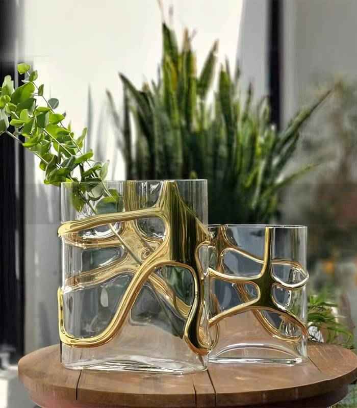 Elegant Gold Stem Glass Vase