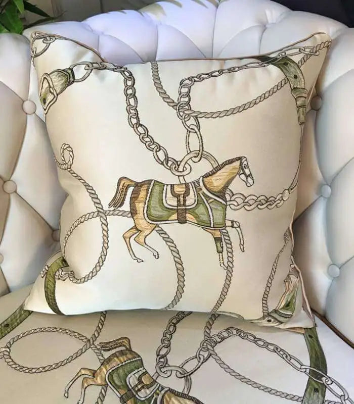 Buckle Throw Cushion Cover Blue Pillow Cover 45x45 cm Satin