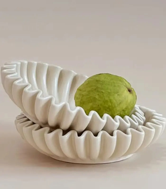Margot Fluted Ceramic Bowl – Sculptural Cream Design 21 cm