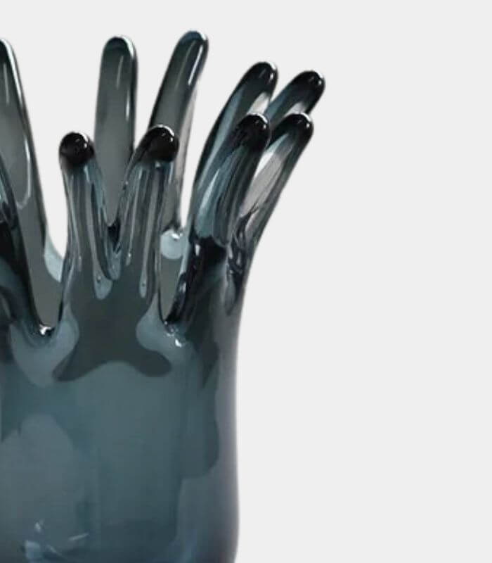 Aquarius Glass Vase – Handcrafted Smoky Blue-Grey Design 22 cm (8.66 in)