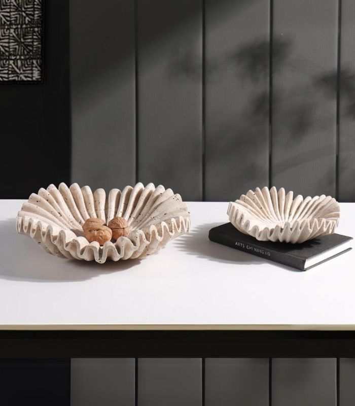 Handcrafted Natural Travertine Bowl - Available in Two Sizes