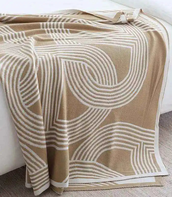 Throw Blanket Chains Pattern Knitted 130 x 180 cm