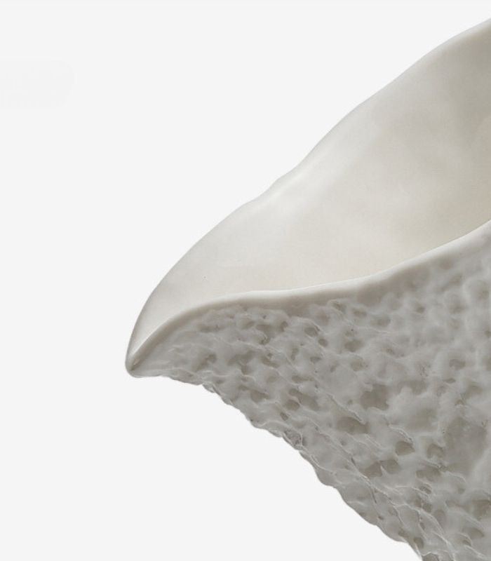 Textured White Ceramic Gravy Boat or Sauce Pitcher - 10.5cm x 4.5cm
