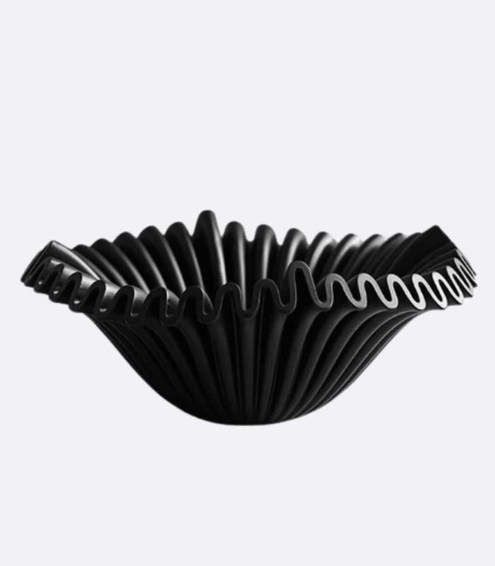 Decorative Fruit Bowl Ruffle Black Resin 27 cm