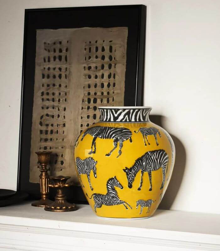 Savanna Zebra Porcelain Decorative Vase Yellow 25.5 cm