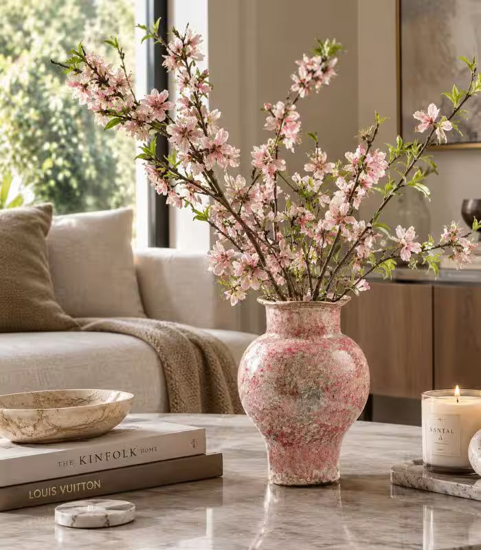Rosalind Hand-Painted Ceramic Vase – Pink & Sage Reactive Glaze, Classic Urn Form 27.5 cm / 10.8 in