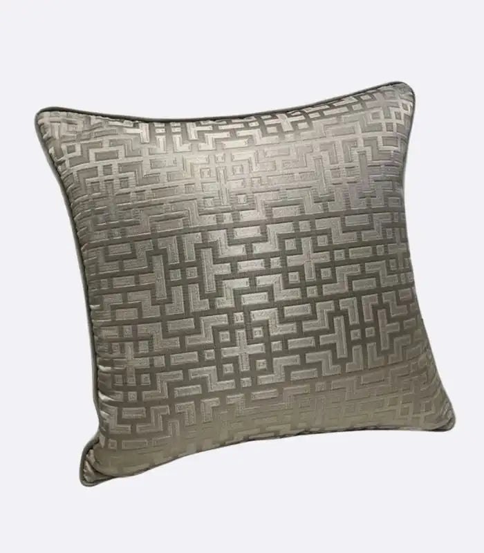 Geometric Cushion Cover Fernwood Jacquard Velvet Woven Grey