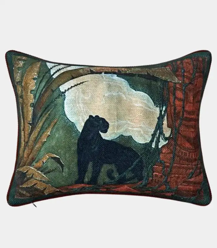 Panthera Jacquard Cushion Cover – Decorative Panther Print Pillow Case for Sofa 45 cm x 35 cm