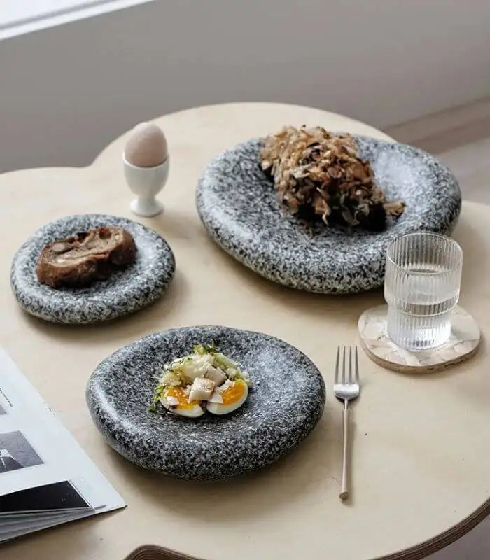 Stone-Effect Ceramic Plates – Handcrafted Speckled Design Collection