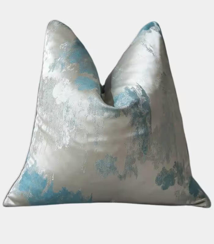 Ethereal Brushstroke Accent Pillow Cover | Handcrafted Metallic Detail Cushion
