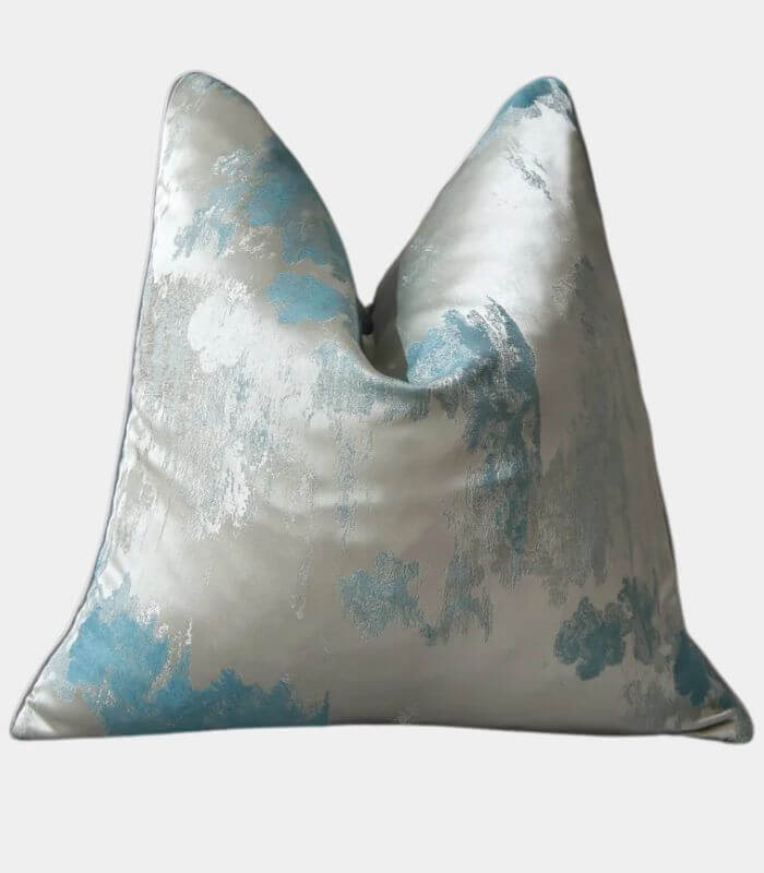 Ethereal Brushstroke Accent Pillow Cover | Handcrafted Metallic Detail Cushion