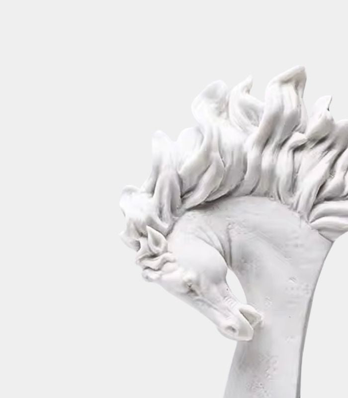 White Horse Head Sculpture – Equestrian Figurine Resin 31 cm Large