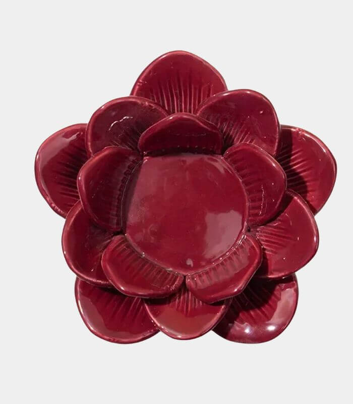 FLORA Lotus Ceramic Tealight Holder | Artisanal Flower Candle Holder | Modern Home Decor 13cm