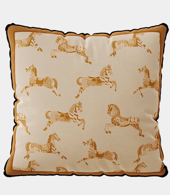 Galloping Equestrian Decorative Velvet Throw Pillow | Heritage Collection 45 cm
