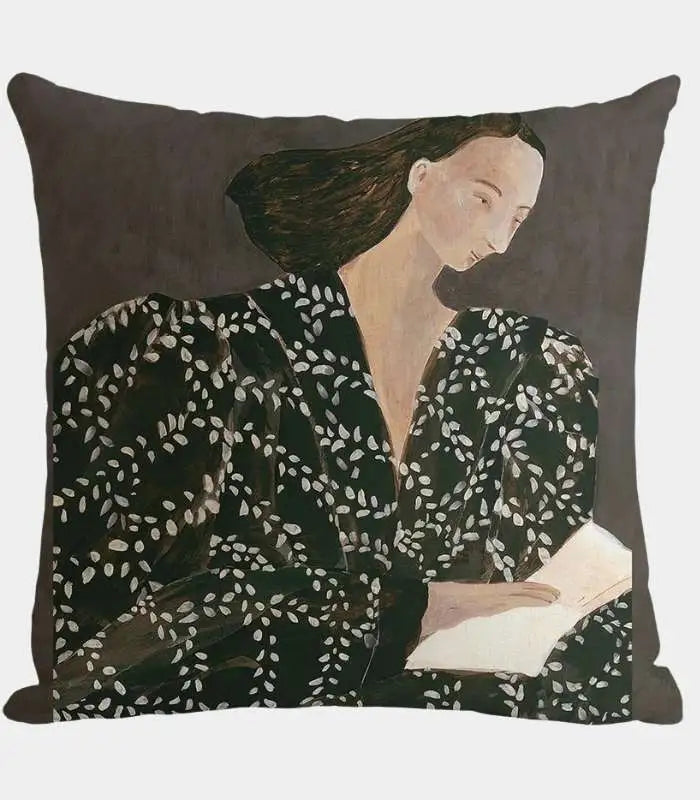 Portrait Print Cushion Cover – Contemporary Botanical Design
