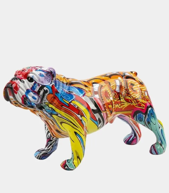 Handcrafted Bulldog Resin Sculpture – Colorful Urban Art 27 cm Decorative Figurine