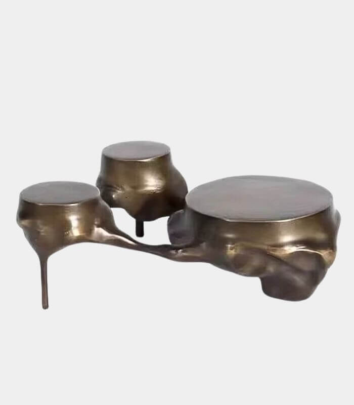 Organic Sculptural Candle Holder - Fluid Metal Pillar Candle Holder