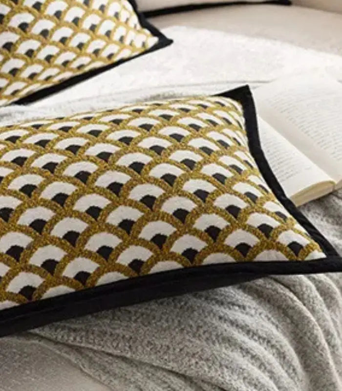Aurelia Art Deco Scale Pattern Chenille Cushion Cover – Sophisticated Geometric Design
