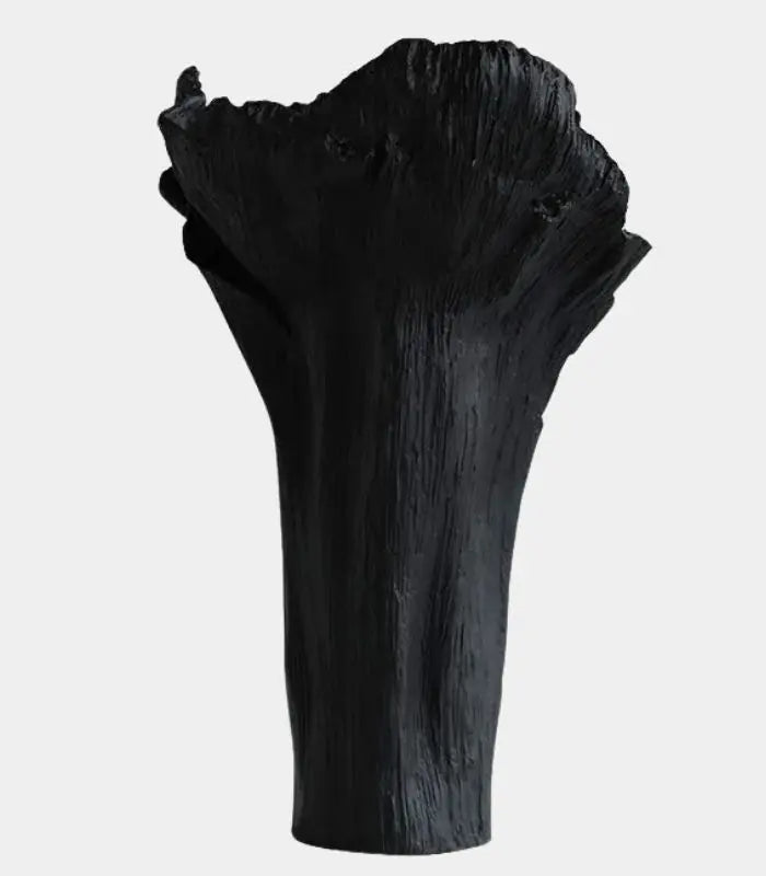 Obsidian Resin Tabletop Vase 49cm – Tree Trunk Sculptural Vase Black