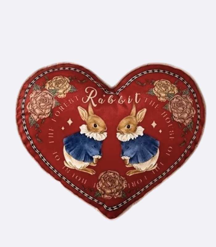 Throw Cushion with Insert Red Velvet Vintage Style
