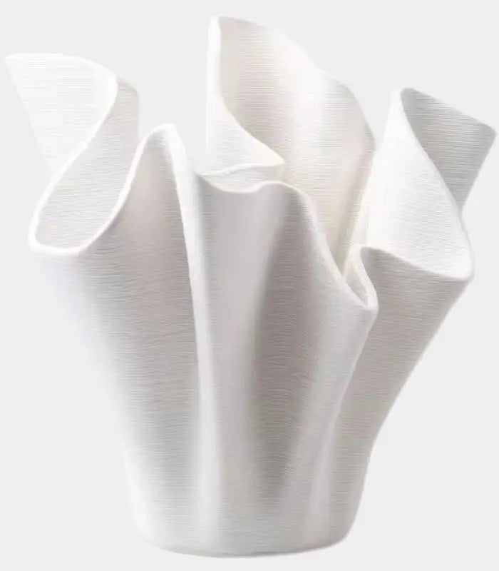 Textured Ribbon Ceramic Vase – Handcrafted Flowing Design