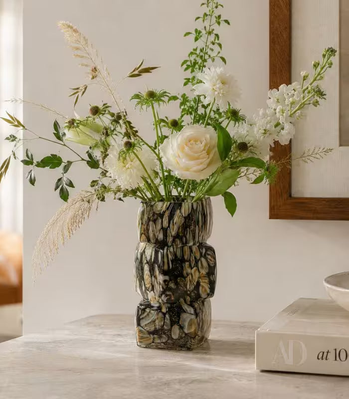 Palimpsest Glass Vase – Handcrafted Stacked Design 30 cm