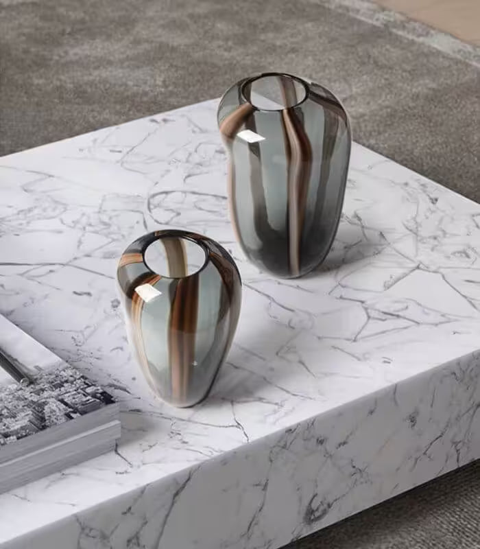 Brown Ribbon Glass Tabletop Vase – Handcrafted | 3 Sizes Available