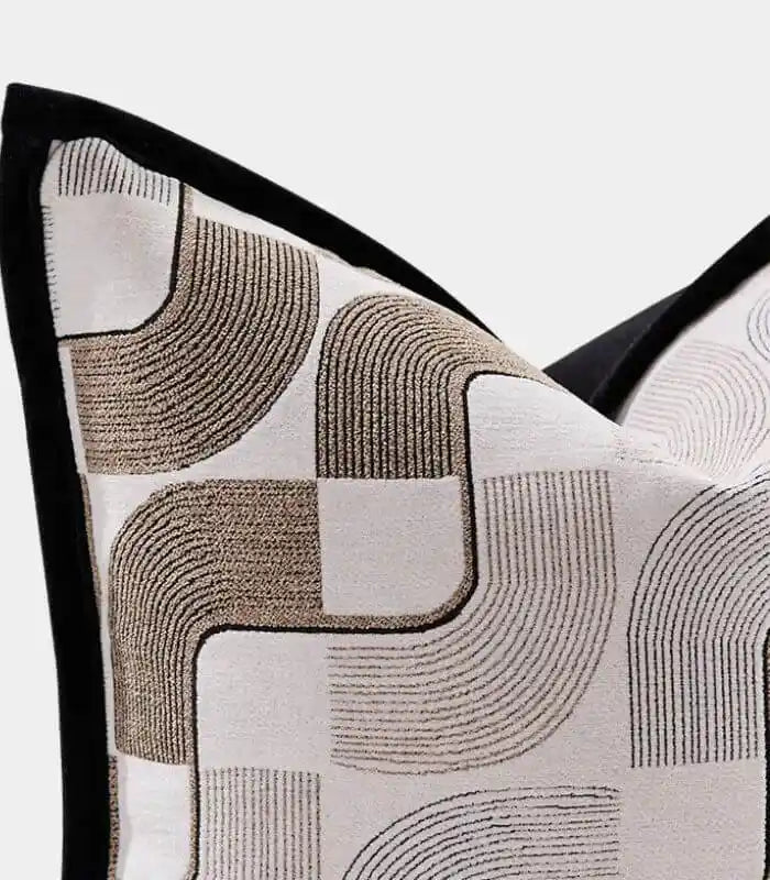 Architectural Flow Cushion Cover – Premium Woven Jacquard Design Square