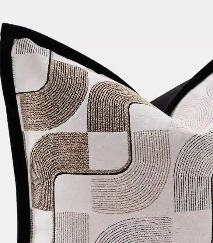 Architectural Flow Cushion Cover – Premium Woven Jacquard Design Square