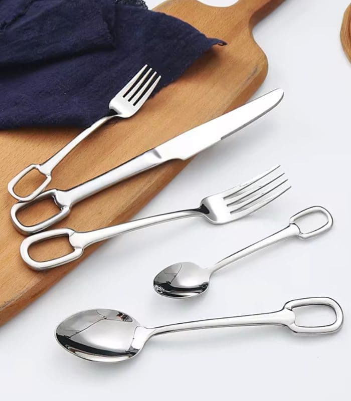 Set 30 Pcs Cutlery Set 304 Stainless Steel Buckle Handle for 6 People