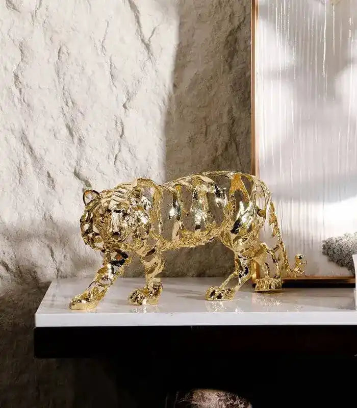 Golden Tiger Sculptural Accent Piece Decorative Sculpture Large 32 cm