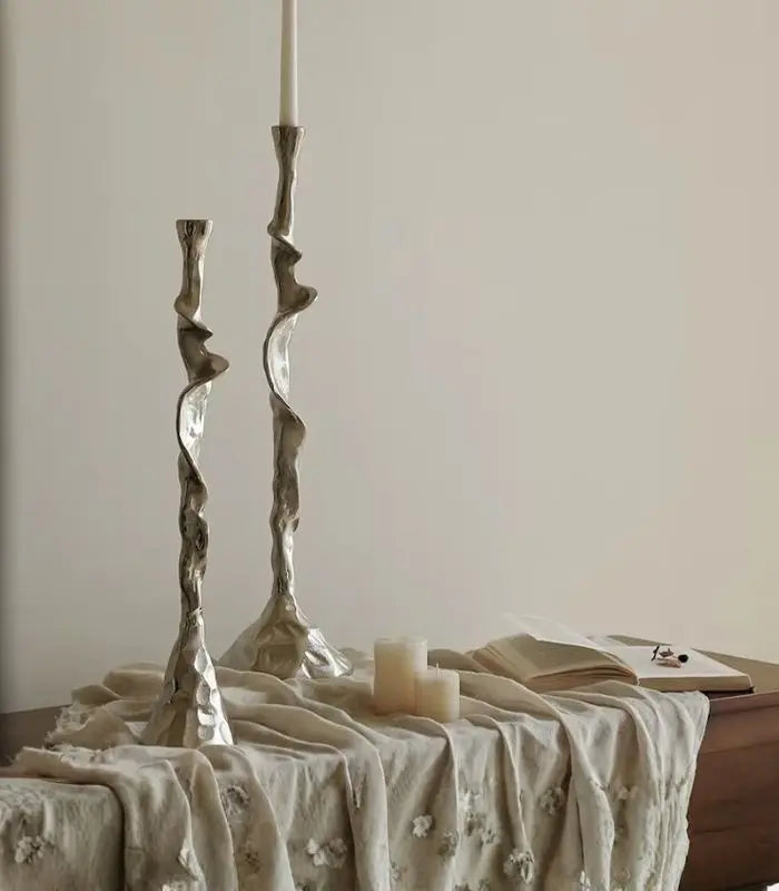 Seraphine Aluminum Candleholder – Sculptural Twisted Design