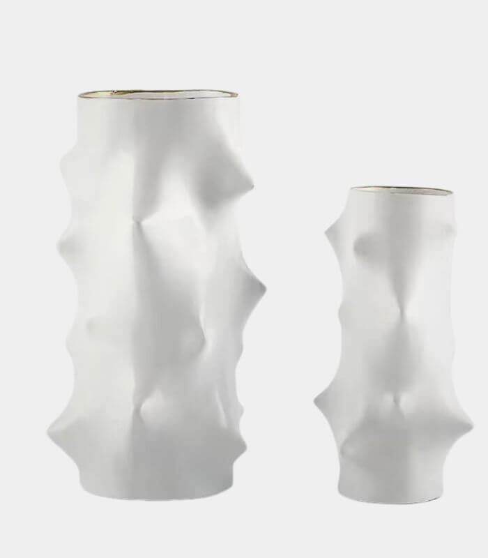 Sculptural Resin Vase – Contemporary Geometric White Design Large
