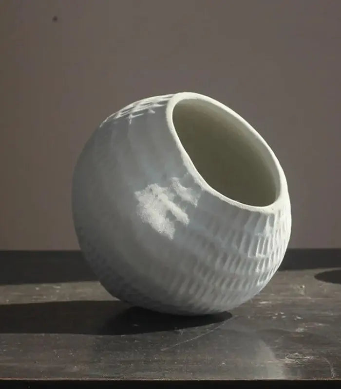 Ripple Ceramic Vase – Textured Sculptural Design White