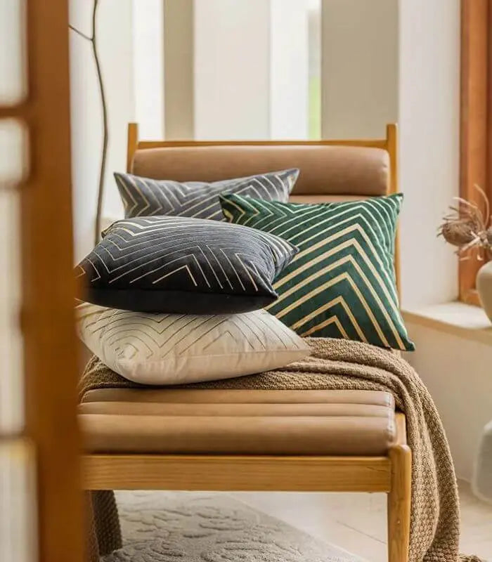 Paddy Velvet Cushion Cover with Gold Embroidery