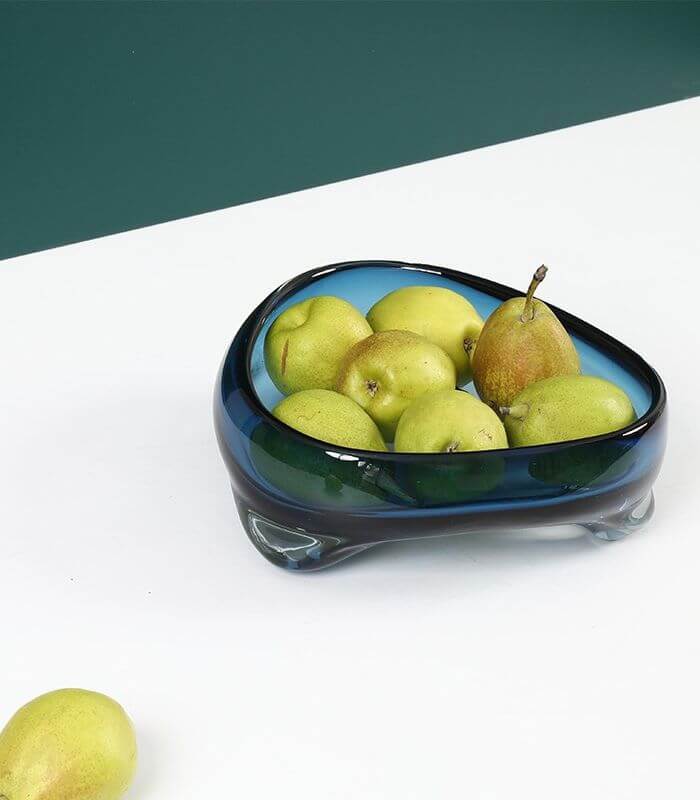Artisan Handblown Glass Decorative Bowl - Modern Fluid Design in 3 Sizes