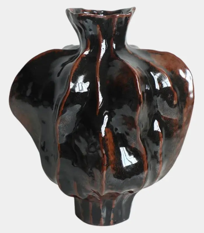 Pomegranate Ceramic Vase – Sculptural Fruit-Inspired Design with Drip Glaze Finish 34 cm
