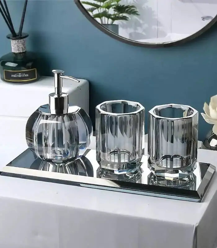 Bathroom Accessories Crystal Glass Grey