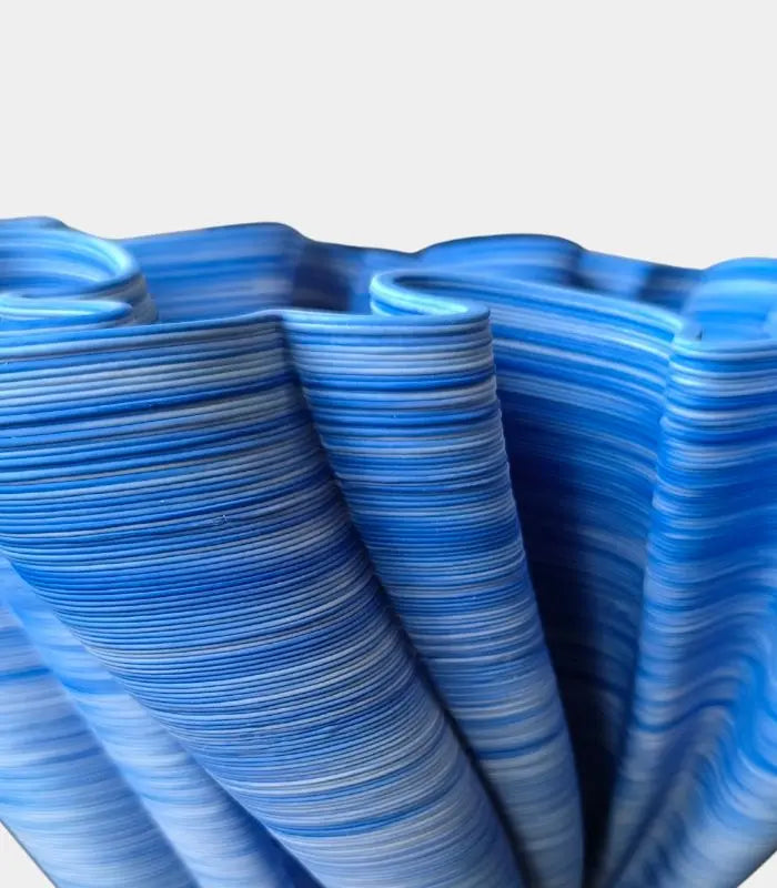 Modern Ceramic Wave Design Vase Centerpiece Bowl 33 cm Sea Blue