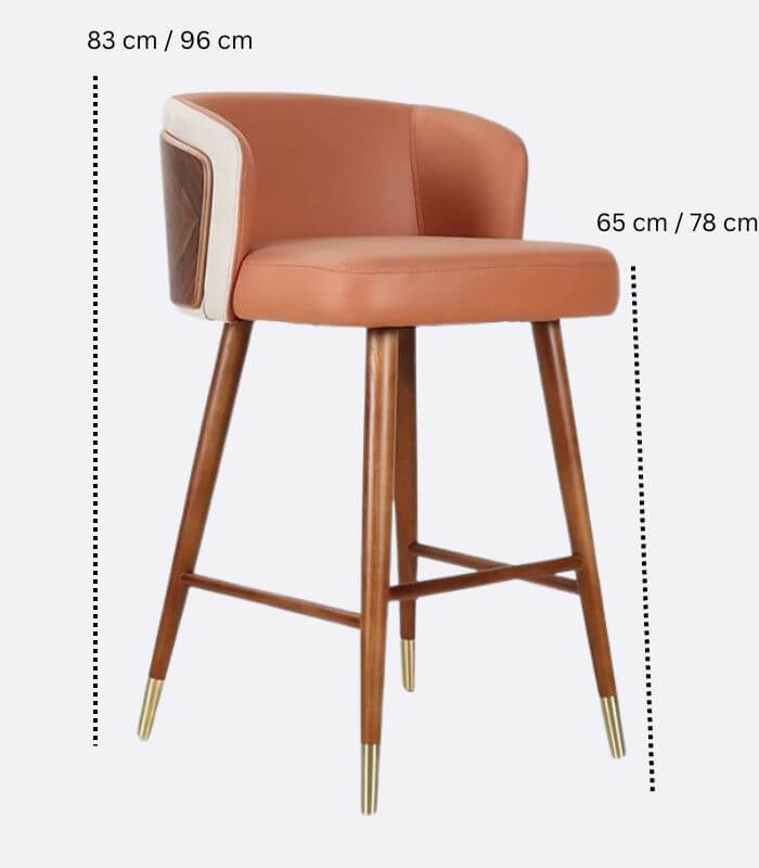 Hollyfield Modern Leather Bar Chair Terra Cotta Brown & White Wood