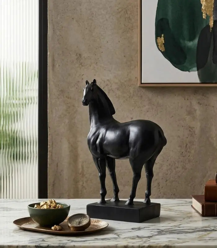 Steed Black Resin Horse Sculpture Resin Black 27 cm