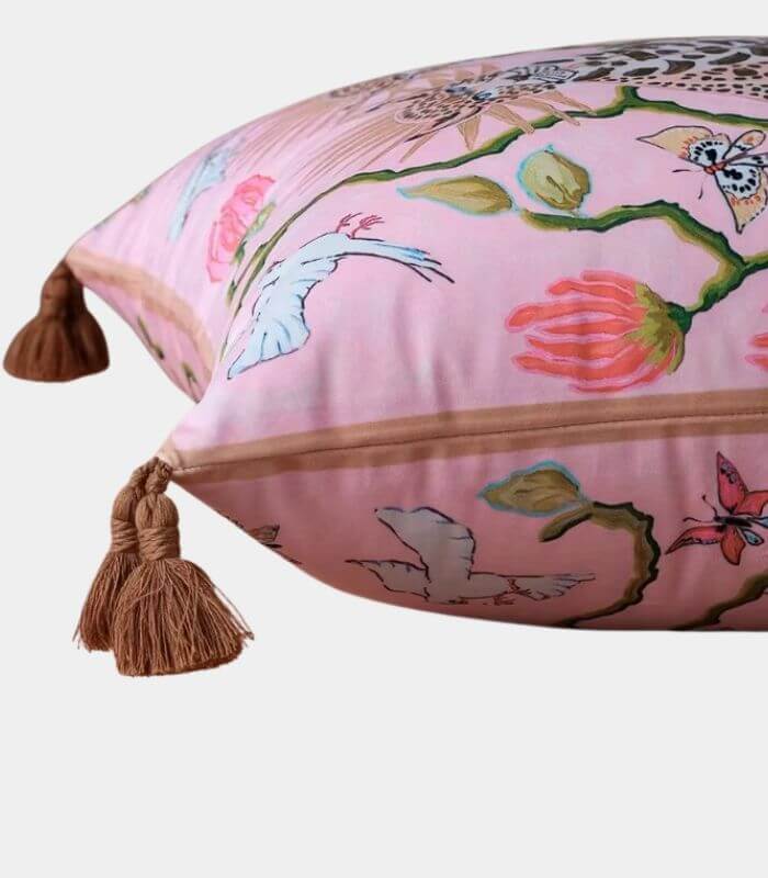 Velvet Cushion Cover with Duo Leopard Print Pink