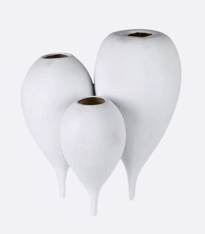 Modern Abstract Resin Vase Set - Sculptural White Wave Design 32 cm