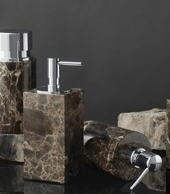 Emperata Natural Marble Soap Dispenser / Lotion Dispenser 19 cm Brown