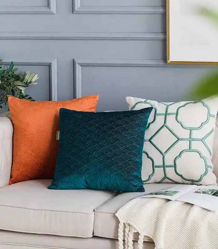 Cushion Cover Quilted Pillowcase Velour