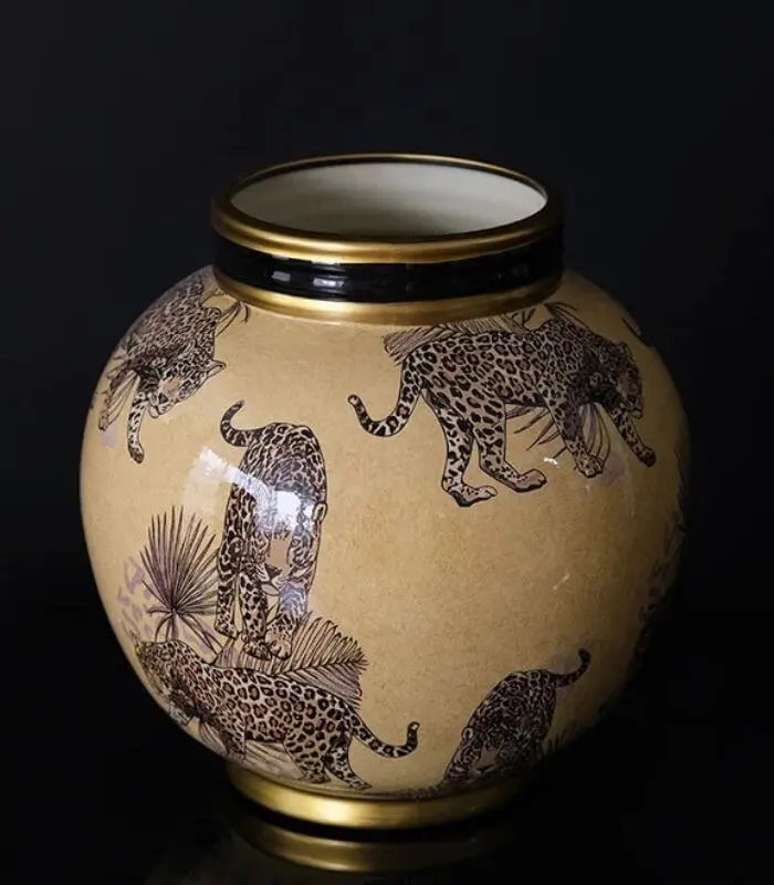 Handcrafted Porcelain Vase Safari Style 26 cm
