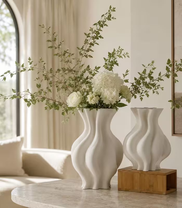 Cascade Ceramic Vase – Sculptural Twisted Design