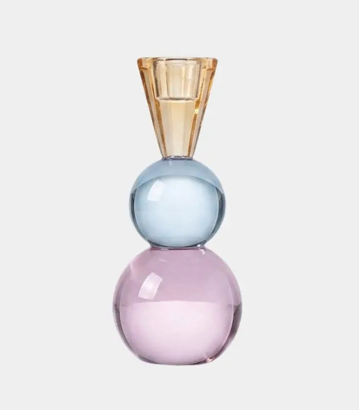 Stacked Sphere Crystal Glass Taper Candle Holder 18 cm