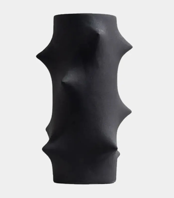 Thorn Matte Black Ceramic Vase – Sculptural Spiked Design