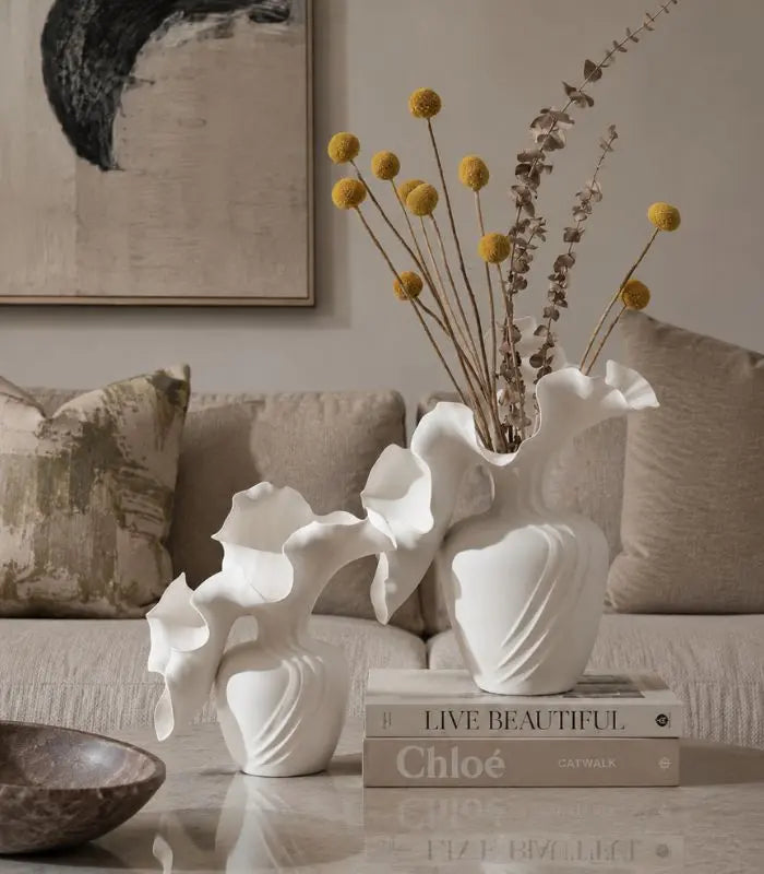 Verso Handcrafted Ceramic Vase – Sculptural Organic Form in White